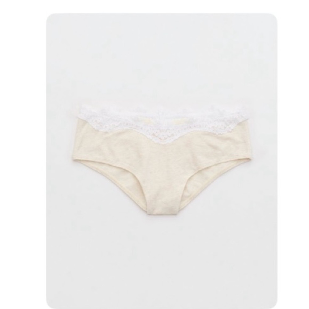 NWT Aerie Superchill Cotton Ruched Lace Trim Cheeky Panty